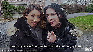 Spraying Cum in a Bukkake with 2 French Slut