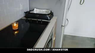 Enormous blonde Kali Roses pleading stepdaddy on her knees