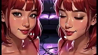 Cute Lesbians Tongue and Kiss Fetish, Ai Animation