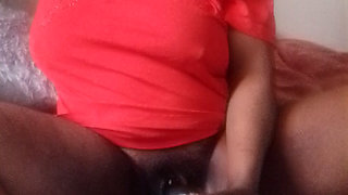 Pussy drilling with a bottle, sucking big clit with a bottle