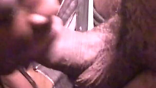 Ebony milf suck a black and white cock