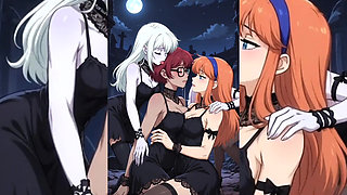 Ai Toon Lesbian Super Sluts - Tongue Kissing Humping Group Softcore