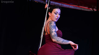 The pole dancer shows off