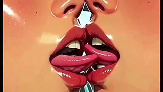 Hot Sexy Lesbians Tongue and Kiss Fetish, Ai Animation