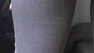 Amateur MILF Teases Perfect Ass in Super Tight Jeans and Panties Line