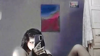 Goth Latina, dildo, boots and uncensored  masturbation