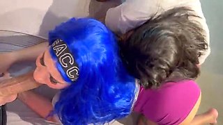 Threesome Blowjob with Latina Amateurs - Sharing My Boyfriend's Monster Cock with My Best Friend