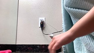 Nasty blonde girl solo pussy toying and masturbation fun
