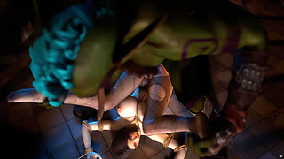 3D BBW Asian MILF Got Her Pussy Fucked so Hard by Huge Monster Dick