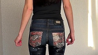 Pee in Jeans Standing up by Accident, Panty Wetting