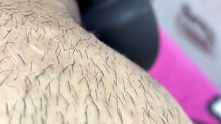 Hot mom plays with her vibrator in her delicious hairy pussy