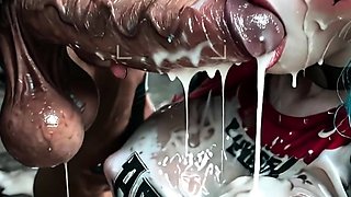 Harley Quinn Bathing in Sperm after Creamy Loads (AI)
