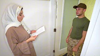 An American soldier is fucking my Iraqi Stepmom!? Let's fuck her together!