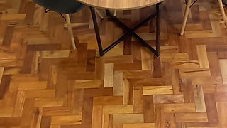 The Naughty Girl Let the Black Man Put His Giant Cock on the Kitchen Floor
