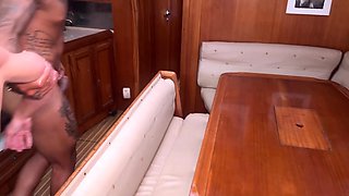 Intense Outdoor Creampie Ride on a Boat with Stunning Brunette