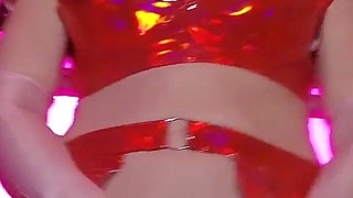 BDSM Mistress Pvc Gold Red Vinyl Toys Dick Fetish Boots Femdom