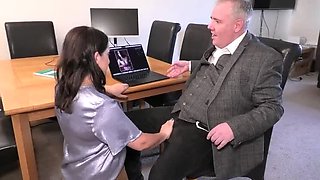 British MILF Boss Fucks Employee Doggy Style After Catching Him Watching Porn