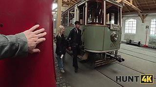 Hunt4k. demonstrating my natural titties to a random