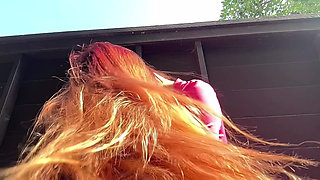 Italian Big Tits MILF Artemisia Love Hot Outdoor Session Long Hair Fetish