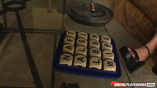 Raunchy brunette harlot emotional porn scene