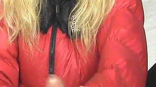 Charlee Chase Red Puffy Jacket Handjob