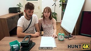 HUNT4K – Hot Girl Cheats for a Cheap Job Offer in Office Sex