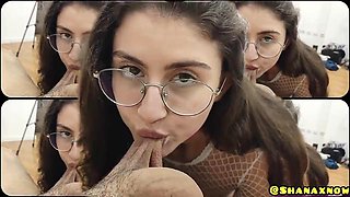 Hot brunette submissive slut blowjob fuck doggy and missionary cum in mouth show and swallow