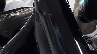 The Slave All in Latex Had to Take Good Care of Me, Until My Orgasm and His Cumshot.