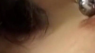Young Brunette Asian Wife Teases Toys for Lover