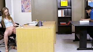 Long-haired vixen Lena Paul gets pounded on the table