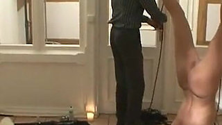 Humiliating hanging whipping tits pinching