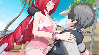Zenless Zone Zero - Yuzuha and Alice's Secret Beach Sex with Wise - Seductive Moans - 3D NSFW Animation