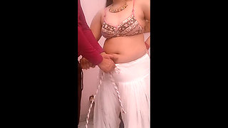 Desi Aunty Takes off Her White Salwar and Her Hard