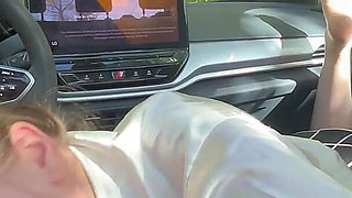 Schoolgirl Footjob in the Car