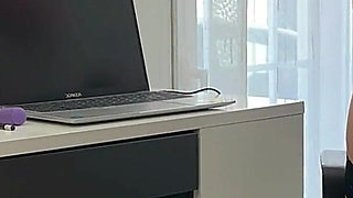 Busty Secretary Masturbates in the Office and Squirts!