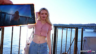 GERMAN SCOUT - Skinny German Teen Amber Kawaii get leg shaking Orgasm at Casting Sex