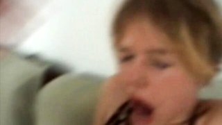 Gorgeous blonde Kristine swallows urine and cum after hard fuck