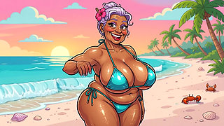 Busty Granny Huge Boobs Beach Tease - New Ai Style