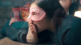 Foot licking, male feet worship, deep throat