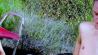 Sexy teen Stacy watched by neighbors doing sport and fucked in the ass