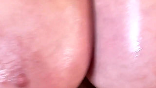 Hairy Beautiful Mature with Saggy Mega Tits Loves to Masturbate Her Oiled Boobs