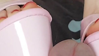 Shoejob in Pink High Heels & Barefoot Toejob with Toe Rings and Anklet - Dame Olga 1080p (054b)