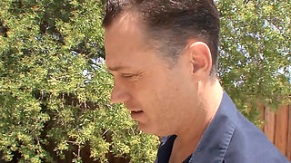 Cuckold catches his beautiful young brunette woman being a slut with a real man