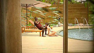 I'm a Cuckold, My Wife Sucks a Big Black Cock by the Pool on the Beach