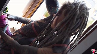 Anuskatzz Pounds Her Tattooed Ass with Giant Dildo
