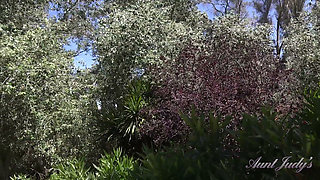 Auntjudys - Your Stepmom's Friend Maggie Moon Catches You Watching Her Sunbathing in the Back Yard