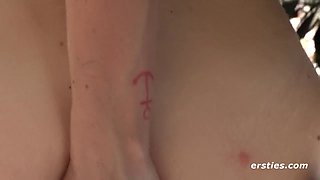 Ersties - Petite Cintia Strokes Her Clit Outdoors