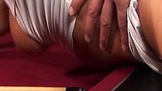 Dirty Blonde Scene 1: Gorgeous Busty Blonde Having Sex in the Pool Hall with Her Panties on