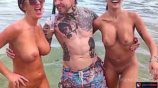 Bringing Home Big Tits Brunettes Beach Babes For A Threesome