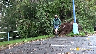 Public Pissing For Desperate Blonde